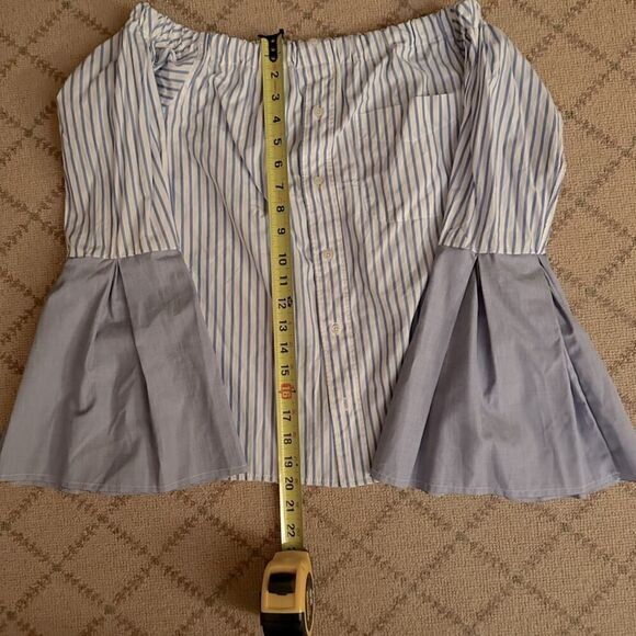 Kate Michael Jensen off the shoulder button down shirt w ruffle sleeves NWOT S - Picture 2 of 7